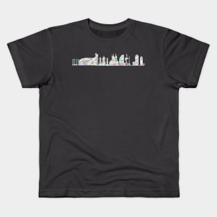 Barcelona city skyline subway map silhouette Kids T-Shirt